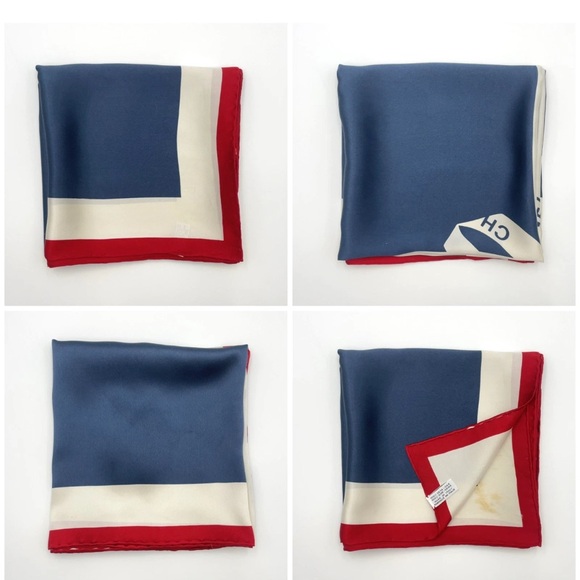 CHANEL Foulard - Red Cream Blue Gift 🎁 Ribbon 🎀 Tie Design - Picture 6 of 12